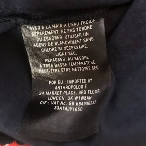 Maeve Anthropologie Boho Spring navy blue Tier Fairy dress floral embroidery 6 - Picture 8 of 8